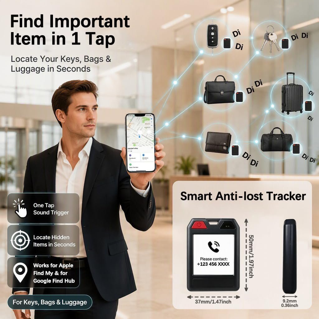 E‑Ink Smart Tag, 4‑Color Screen for Apple Find My & Android Find Hub