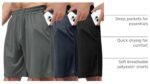 BOOJO 3 Pack Gym Basketball Mens Shorts - Quick Dry Black Workout Athletic Shorts with Pockets for C…