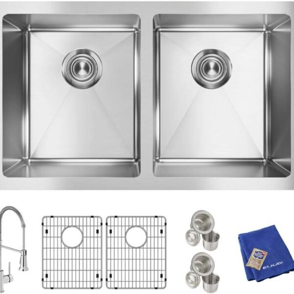 Elkay Crosstown 16 Gauge Stainless Steel 30-3/4" x 18-1/2" x 10" Equal Double Bowl Undermount Sink K…