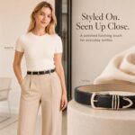 RISANTRY Women's Leather Belts with Metal Buckle Fashion Ladies Waist Belt