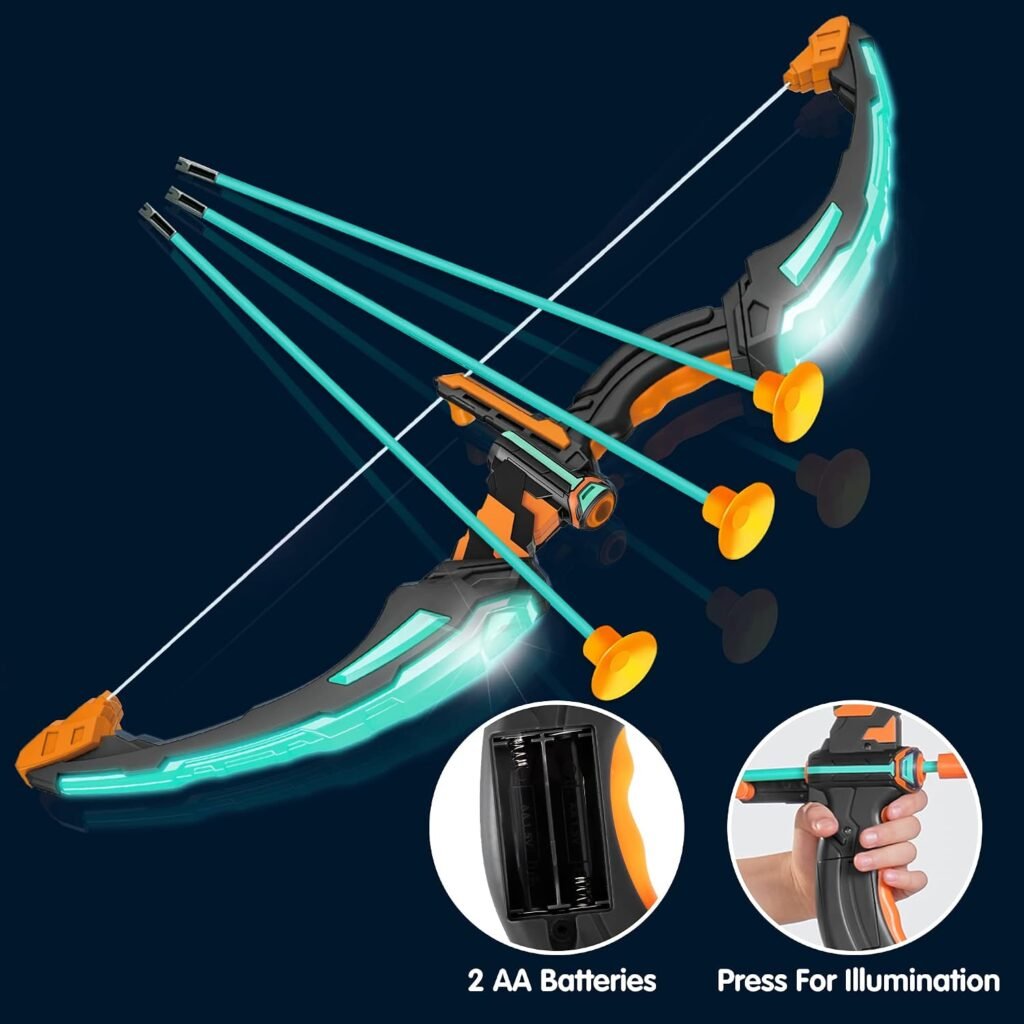 JOYIN Kids Bow and Arrow Set, LED Light Up Archery Toy Set with 9 Suction Cup Arrows, Target & Arrow…