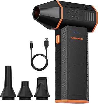WOLFBOX MegaFlow 50 Compressed Air Duster, 110,000 RPM, 3-Gear Adjustable