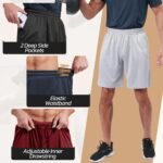 BOOJO 3 Pack Gym Basketball Mens Shorts - Quick Dry Black Workout Athletic Shorts with Pockets for C…