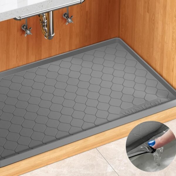 Winisok Waterproof Under Sink Mat 34" x 22", Silicone Mat, Dark Gray