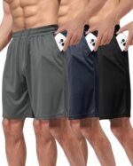 BOOJO 3 Pack Gym Basketball Mens Shorts - Quick Dry Black Workout Athletic Shorts with Pockets for C…