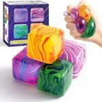 4 Pack Squishy Fidget Toys Stress Cube Bulk, Squishies Slow Rising Stress Balls for Adults Kids, Sen…