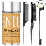 Slick Back Hair Brush & Hair Wax Stick Set - Frizz Control & Flyaway Smoothing - Sleek Ponytails, Bu…