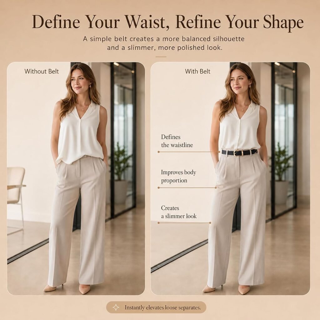 RISANTRY Women's Leather Belts with Metal Buckle Fashion Ladies Waist Belt