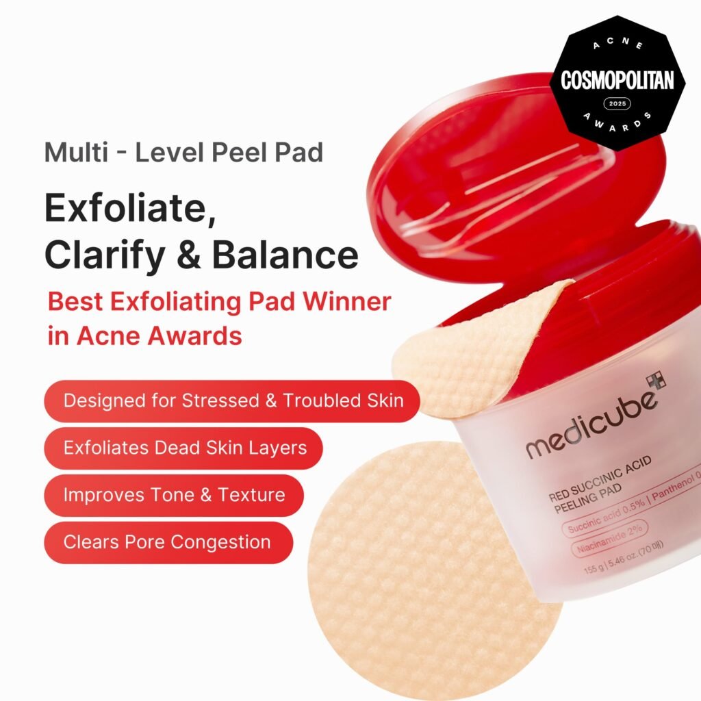 medicube Toner Pads Red Succinic Acid Panthenol Pad for Facial Peeling