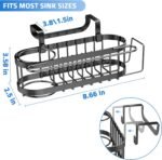 Cisily Kitchen Sink Caddy Sponge Holder in The Sink, Stainless Steel Kitchen Sink Organizer, Brush H…
