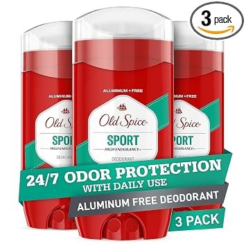 Old Spice Deodorant for Men, Aluminum Free, Sport Scent, 3.0 oz, Pack of 3