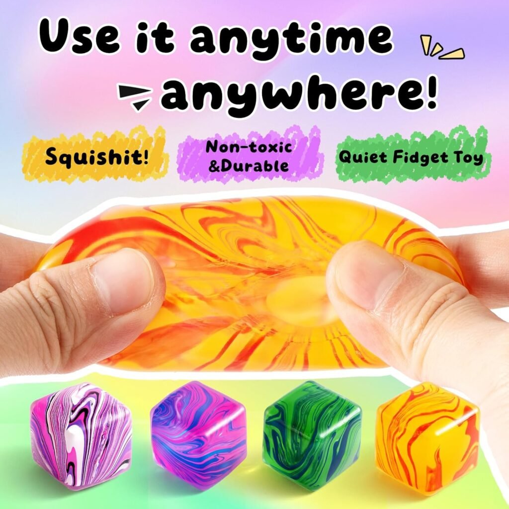 4 Pack Squishy Fidget Toys Stress Cube Bulk, Squishies Slow Rising Stress Balls for Adults Kids, Sen…