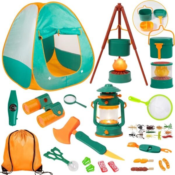 Meland Camping Play Set for Children 3-6, Pretend Adventure Toy Gift