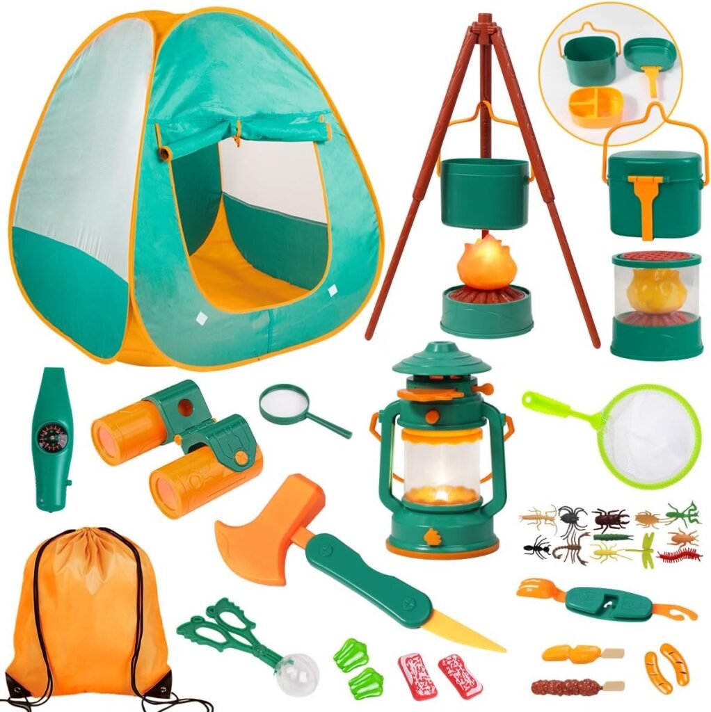 Meland Camping Play Set for Children 3-6, Pretend Adventure Toy Gift