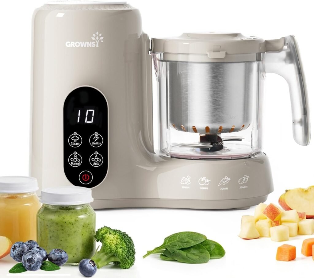 Grownsy Baby Food Maker with Stainless Steel Steam Basket,Steamer & Blender