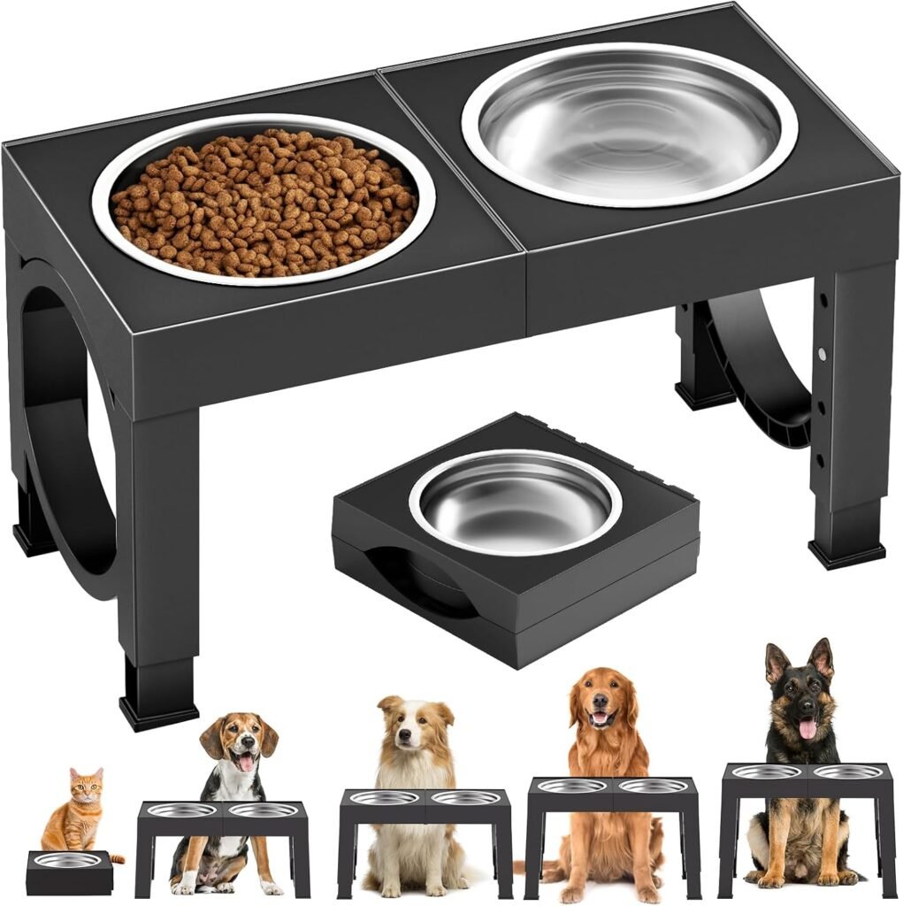 XIAZ Elevated Dog Bowls Large Breed Raised Dogs Bowl Stand Large/Medium Sized Dog Stainless Steel Fo…