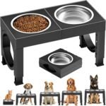 XIAZ Elevated Dog Bowls Large Breed Raised Dogs Bowl Stand Large/Medium Sized Dog Stainless Steel Fo…