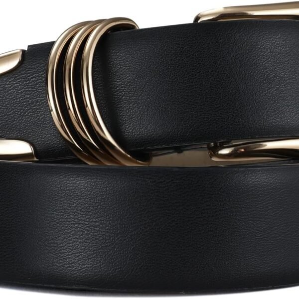 RISANTRY Women's Leather Belts with Metal Buckle Fashion Ladies Waist Belt
