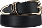 RISANTRY Women's Leather Belts with Metal Buckle Fashion Ladies Waist Belt