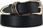 RISANTRY Women's Leather Belts with Metal Buckle Fashion Ladies Waist Belt