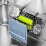 Cisily Kitchen Sink Caddy Sponge Holder in The Sink, Stainless Steel Kitchen Sink Organizer, Brush H…