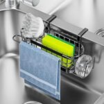 Cisily Kitchen Sink Caddy Sponge Holder in The Sink, Stainless Steel Kitchen Sink Organizer, Brush H…