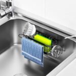 Cisily Kitchen Sink Caddy Sponge Holder in The Sink, Stainless Steel Kitchen Sink Organizer, Brush H…