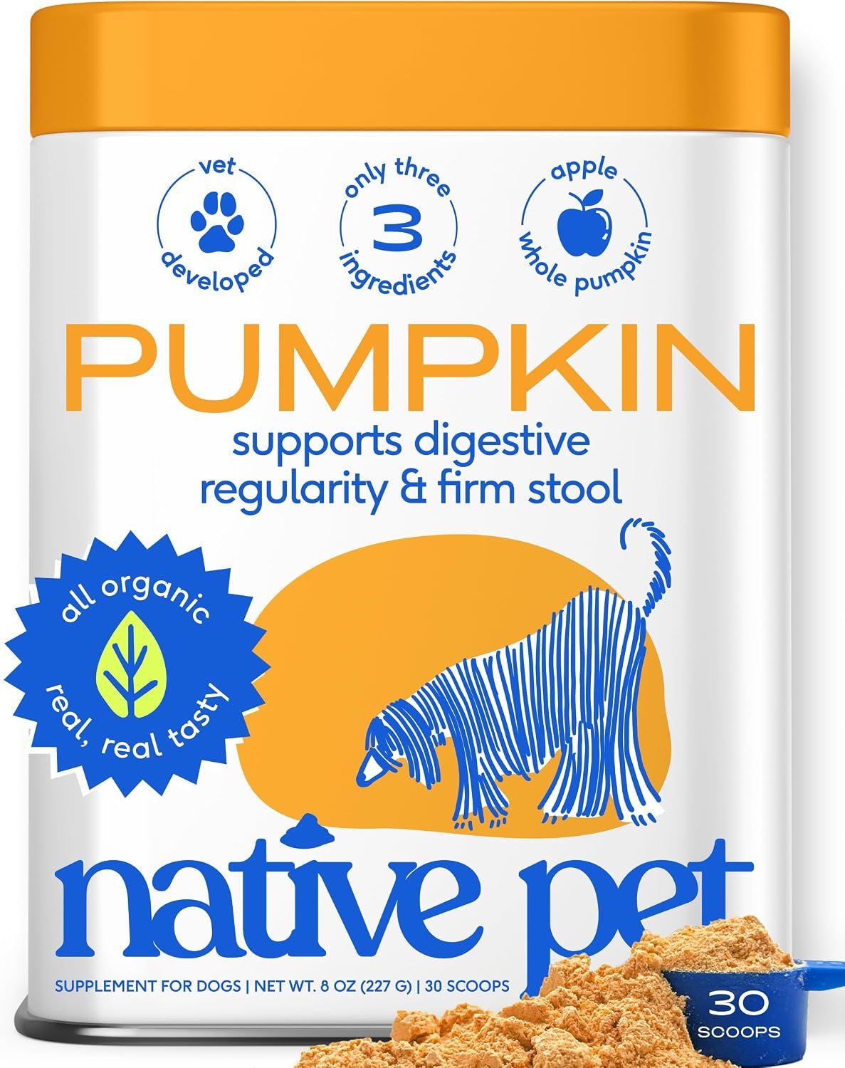 Native Pet Pumpkin for Dogs - Organic Dog Food Topper Powder - Promotes Firm Stools, Supports Digest… Native Pet Pumpkin for Dogs - Organic Dog Food Topper Powder - Promotes Firm Stools, Supports Digest…