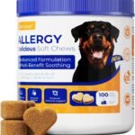 Dog Allergy Chews,Colostrum,Turmeric,Probiotics,Flaxseed, 100 Ct