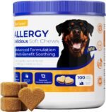 Dog Allergy Chews,Colostrum,Turmeric,Probiotics,Flaxseed, 100 Ct