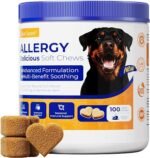 Dog Allergy Chews,Colostrum,Turmeric,Probiotics,Flaxseed, 100 Ct