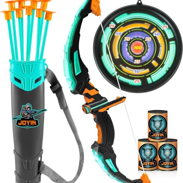 JOYIN Kids Bow and Arrow Set, LED Light Up Archery Toy Set with 9 Suction Cup Arrows, Target & Arrow…