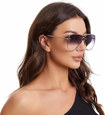 Trendy Oversized Aviator Sunglasses for Women Cute Pilot VF2203