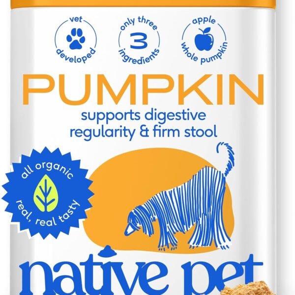 Native Pet Pumpkin for Dogs - Organic Dog Food Topper Powder - Promotes Firm Stools, Supports Digest…