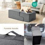 EHEYCIGA Dog Stairs for Bed 18" H, 4-Step Dog Steps for High Bed, Grey