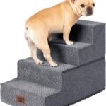 EHEYCIGA Dog Stairs for Bed 18" H, 4-Step Dog Steps for High Bed, Grey