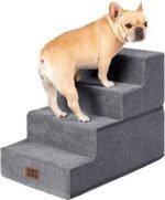 EHEYCIGA Dog Stairs for Bed 18" H, 4-Step Dog Steps for High Bed, Grey