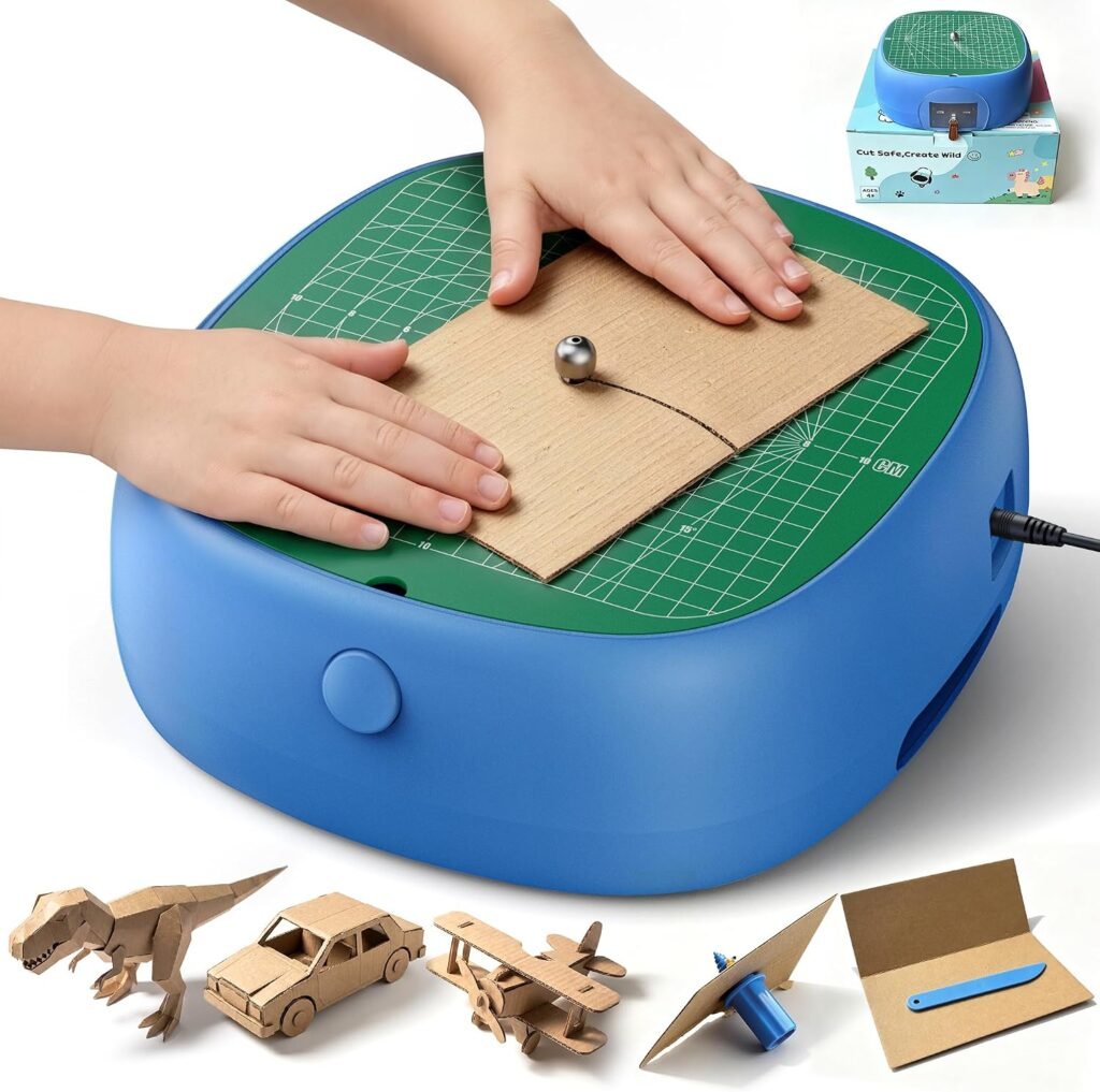 ZLOKLA Electric Cardboard Cutter for Kids – Kid-Safe Cardboard Saw for DIY STEAM Projects & 3D Model…