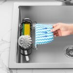 Cisily Kitchen Sink Caddy Sponge Holder in The Sink, Stainless Steel Kitchen Sink Organizer, Brush H…
