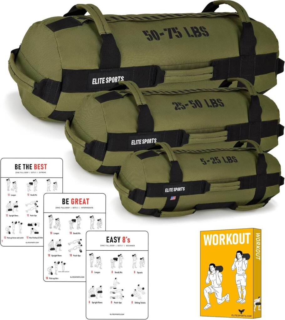 Elite Sports Workout Sandbag for Versatile, Intensive Core Muscles Fitness, Strength Training with S…
