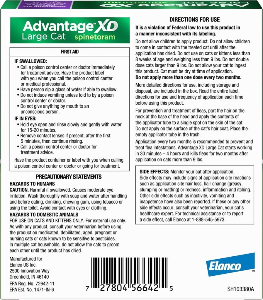 Advantage XD (Spinetoram) Large Cat Topical Flea Treatment & Prevention 1ct